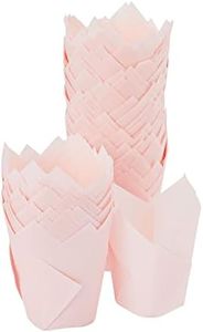 Juvale 100 Pack Tulip Pink Cupcake Liners, Medium Baking Cups, and Muffin Wrappers, Perfect for Birthday Parties, Weddings, Baby Showers, Bakeries, Catering, Restaurants