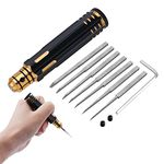 Craznick 7 In 1 Prime Model Scriber with 7 Blades Gundam Resin Carved Scribe Line Cutting Tool Chisel (0.1/0.2/0.4/0.6/0.8/1.0/2.0mm) Black