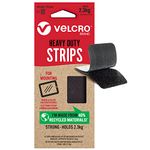 VELCRO Brand | Eco Heavy Duty Strips | Extra Strong Self Adhesive Sticky Strips Perfect for Room Décor & Home, Office, Garage Use | Black | 44mm x 76mm | Set of 2