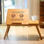 Bamboo Laptop Bed Desk, Laptop Table for Bed, Laptop Stand with Adjustable Trays and Foldable Legs Portable Bed Tray Notebook Stand with Drawer for Bed Sofa Couch