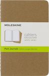 Moleskine Cahier Journal, Set 3 Notebooks with Plain Pages, Cardboard Cover with Visible Cotton Stiching, Colour Kraft Brown, Pocket 9 x 14 cm, 64 Pages