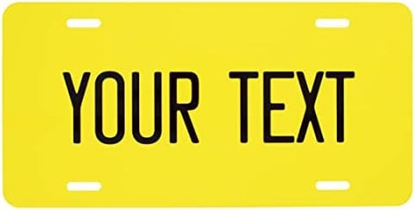 ExcelMark Custom License Plate for Front of Car – Personalized Car Tags – 6" x 12" Universal Fit (Yellow)