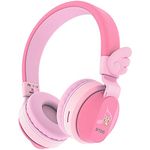 Riwbox BT05 Bluetooth Kids Headphones Wireless Foldable Headset Over Ear with Volume Limited and Mic/TF Card Compatible for iPad/iPhone/Tablet (Pink&Red)