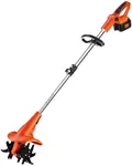 Ukoke Cordless Tiller Cultivator 40V 2.0 A Battery 280 max RPM Powered Tiller Cultivator, w/24 Steel Blade Cultivate Max Tilling 5'' deep Path by 7.8'' Wide, Orange, CT1940