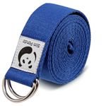 Slim Panda Yoga Belt Pilates Yoga Straps Stretch for Exercise Workout Dance, 1.85m & 2.5m Cotton Yoga Belt with Safety D Ring Buckles for Stretching, Flexibility, (Dark Blue, 6FT/1.8M)