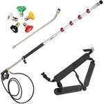 VEVOR Telescoping Pressure Washer Wand, 20 ft 5-Section Length Adjustable, Max. 4000 PSI Pressure, Fit for 3/8'' Quick Connection w/Extension Wand, 5 Spray Nozzles, Belt, for Roof, Fence, Gutter