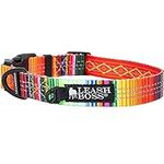 Leashboss Patterned Reflective Dog Collar, Pattern Collection, Colorful Dog Collar with Triple Reflection Threads for Small, Medium and Large Dogs (Medium 13.5"-19.5" Neck x 1" Wide, Blanket Pattern)