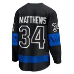 PECTNK Custom Mens Alternate Matthews Hockey Jersey Reversible Stitched Black Blue Large