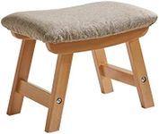 Aibiju Wooden Footstool, Foot Stool Ottoman Pouffe Padded Chair Stool with Removable Cover 4 Beech Legs Suitable for Bedroom, Living Room and Kitchen, (Natural leg + Beige cushion), YDEU-1358