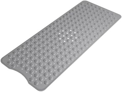 Amazer Bath Tub Mat Non-Slip Mildew Resistant Shower Mats with Suction Cups Machine Washable 40" x 16" (Gray)