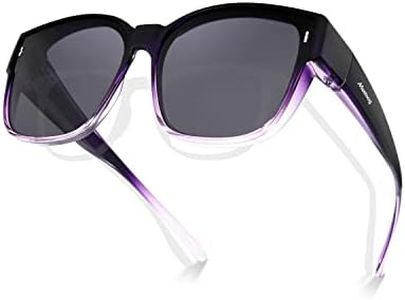 Meeloog Polarisierte Überzieh-Sonnenbrille für Damen Herren, Brillenträger, UV400 Schutz Sonnenbrille, Quadratische Sonnenbrille Fahren DEMST0110 (D1 Gradient Lila Rahmen/Schwarze Linse)