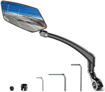 Fahrradspiegel für E-Bike Links, 360° Klappbar & Drehbar Fahrrad Rückspiegel, Fahrrad Spiegel Links für Ebikes mit Großer Spiegelfläche, Langem Arm und Schlagfestem Echtglas, E Scooter Fahrradzubehör