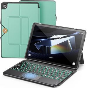 INFILAND Keyboard Case for Samsung Galaxy Tab A9 Plus 5G with 7-Color Backlight & High Precision Trackpad, Slim and Portable Detachable Folder Style Keyboard Case for Tab A9 11 inch (05-Mint Green)