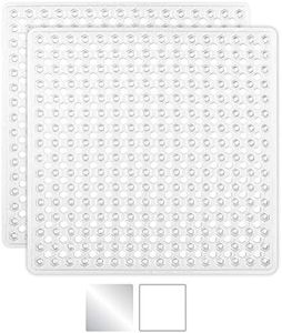 Gorilla Grip Original Patented Bath, Shower, Tub Mat, 21x21, Machine Washable, Antibacterial, BPA, Latex, Phthalate Free, Square Bathroom Mats with Drain Holes, Suction Cups, Pack of 2, Clear