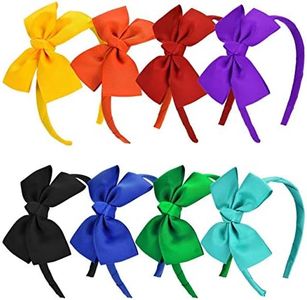 Vamotto 8 Pieces Bow Tie Headband Bow Tie Hairband for Girls,Head Wraps Grosgrain Ribbon Hair Band Hair Accessories for 3-12 Year Girls Favors and Party, 8 Colors