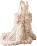 KURFACE Dressing Gown for Maternity Photoshoot Perspective Sheer Long Robe Puffy Tulle Robe Sheer Champagne UK10