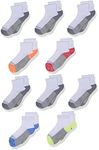 Fruit Of The Loom -Mens 10-Pair Half Cushion Ankle Socks White LG (3 Little Kid-9 Big Kid) One Size