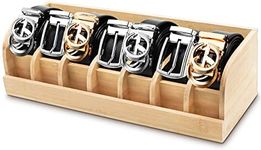 Foeacry Belt Organizer Box, 7 Compartments Belt Rack, Bamboo Belt Organizer for Closet and Drawer, Belt Storage Organizer and Display Case, Belt Holder for Men Women