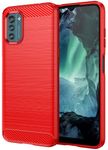 Folmecket Nokia G21/G11 Case, Carbon Fiber Scratch Resistant,Shock Absorption Soft TPU Rubber Protective Cell Phone Cover for Nokia G21/G11 6.5" Red