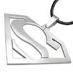 ZENSE - Elegant steel men's necklace with letter S superman ZP0075 - With 45cm adjustable black cord