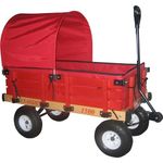 Millside Industries Classic Wooden Wagon with Half Canopy and Pad Set