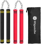 MSGumiho Nunchucks Safe Foam Rubber Training Nunchucks Nunchakus with Steel Chain for Kids Adults & Beginners Practice and Training (1Black+1Red)