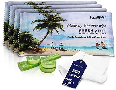 Travel Well Makeup Remover Wipes Bulk, Individually Wrapped Natural Fresh Aloe Travel Packs Elderly Bathing Cleansing Wipes - 500 Count per Package | Travel Size Toiletries | Hotel Toiletries Bulk Set