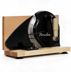 Brvclon Manual Bread Slicer Adjustable Thickness, Hand Crank Bread Slicer for Homemade Sourdough Bread with Scale Line & Suction Cup & Metal Guide,Quality Solid Wood Base