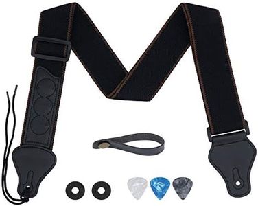 tifanso Guitar Strap, Soft Cotton Straps With 3 Pick Holders, Strap Button Headstock Adaptor, 1 Pair Locks and 3 Picks Set For electric/Acoustic Guitar