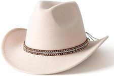 Lisianthus Cowboy Cowgirl Hats for Women & Men Felt Western Outdoor Hat Wide Brim Shiny Beige