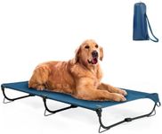 CANINE CANYON Folding Raised Dog Bed, Large Outdoor Elevated Dog Bed, Cooling Dog Beds, Chew Proof Dog Bed, Portable, Heavy Duty Up to 160 lbs, Dog Cot for Camping, Home, Dark Blue, 49"x33"x7"