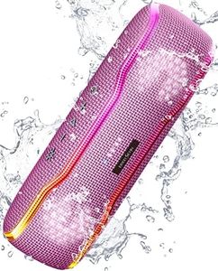 Portable Bluetooth Speaker, IPX7 Waterproof Wireless Speaker with Colorful Flashing Lights, 24H Playtime, 100ft Bluetooth Range, Outdoor, Home Speaker, TWS Pairing for Women, Girls Gift - Pink