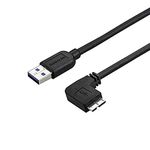 StarTech.com 2m 6 ft Slim Micro USB 3.0 Cable M/M - Right-Angle Micro-USB - USB 3.0 A to Micro B - Angled Micro USB - USB 3.1 Gen 1 5Gbps (USB3AU2MRS), Black