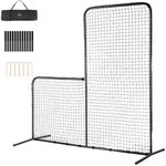 VEVOR L Screen Baseball for Batting Cage, 7x7 ft Baseball Softball Safety Screen, Body Protector Portable Batting Screen with Carry Bag & Ground Stakes, Heavy Duty Pitching Net for Pitchers Protection