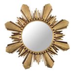 NOVICA Leaf Round Starburst Mohena Wood With Bronze Wall Mounted Mirror, Metallic 'Cuzco Sun'