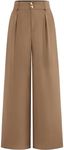 BTFBM Women Wide Leg Dress Pants 2025 High Waisted Button Pleated Business Casual Trousers Office Work Palazzo Pants(Khaki, X-Large)