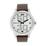 Fastrack Mens Analog White Dial Brown Band Leather Watch