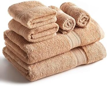 Sweet Needle 6 Piece Towel Set - 2 Bath Towels, 2 Hand Towels and 2 Washcloths Cotton Daily Use Hotel Spa Quality Soft Highly Absorbent Quick Dry Light Weight (Linen)