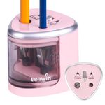 tenwin Electric Pencil Sharpener, Double Hole Battery Operated Sharpener for 6-12mm No.2/ Colored Pencils, Durable Blade to Fast Sharpen, Suitable for School/Classroom/Office/Home, Pink