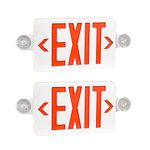 2-Pack Red LED Emergency Exit Signs, Two Adjustable Head, AC 120V/277V, Double Sided Exit Letter, UL Listed LED Emergency Exit Lights for Commercial, Business