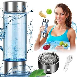 Hydrogen Water Bottle, 420ml Rechargeable Hydrogen-Rich Water Bottle,Rechargeable Hydrogen Rich Water Glass Health Cup for Home Travel,Portable Hydrogen Water Ionizer Machine.