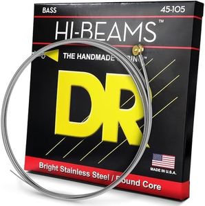 DR Strings HI-BEAMS - Stainless Steel 4-String Bass Guitar Strings, 45-105, Round Core