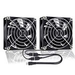 GDSTIME 80mm USB Computer Fan 80 x 25mm PC Fan Dual 8CM Case Fan 2 in 1 2500 RPM Cooling Fan DC 5V Brushless Cooling Fan For Cabinet XBox PS4 Router DVR TV Box Fan Replacement