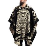 Gamboa Handmade Alpaca Mens Poncho Hoodie Fleece Cowboy Mexican Poncho Cape Blanket