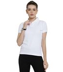 Scott International Women's 100% Pure Organic Cotton Regular Fit Polo T-Shirt | Womens Polo Collar Neck T-Shirt | Cotton Plain Polo Neck Half Sleeve T-Shirt | Tshirts for Women (White,XXL)