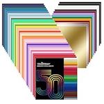 TECKWRAP 50 Pack 12" x 12" Permanent Adhesive Vinyl Sheets 48 Assorted Colors (Glossy & Matte) with 2 Transfer Tape for DIY Crafting, Decor Sticker Compatible with Cutting Machines