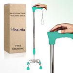 Sharda 4 Leg Strong Walking Stick for Old People | Four-Legged Walking Stick for Enhanced Stability | Customizable Comfort, Ergonomic Palm Grip | Walking Support for Men, Women, Seniors