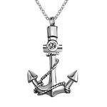 GMXLin Anchor Cremation Jewelry Urn Necklace for Ashes Holder Men Women Memorial Keepsake Pendant with Stainless Steel Chain Funnel