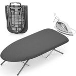 KINGBOARD Tabletop Ironing Board, Small Ironing Board with Iron Rest, Folding Iron Board, Extra Thick Cover, Portable Tabletop Iron Board with Non-Slip Feet, 30x12 Black