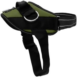 ShawnCo Essential Dog Harness, No-Pull Pet Vest with 3 Leash Clips, No Choke, Reflective, Adjustable and Padded, for Easy Walking and Training for Small, Medium and Large Dogs (Olive Green, L)